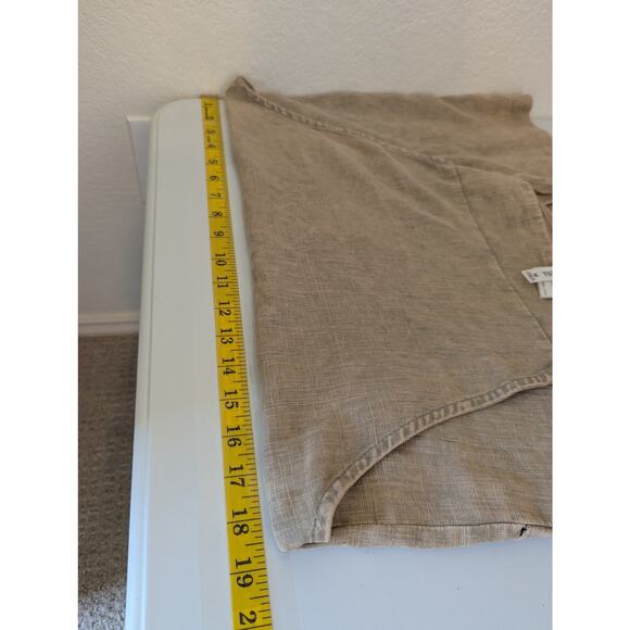 NWT Zenana Linen Blend Knot Brown Beige Overall Romper Shorts Women M Beachy - Picture 12 of 14